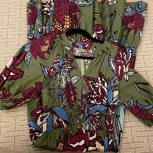 Conditions apply floral maxi dress with puff sleeves